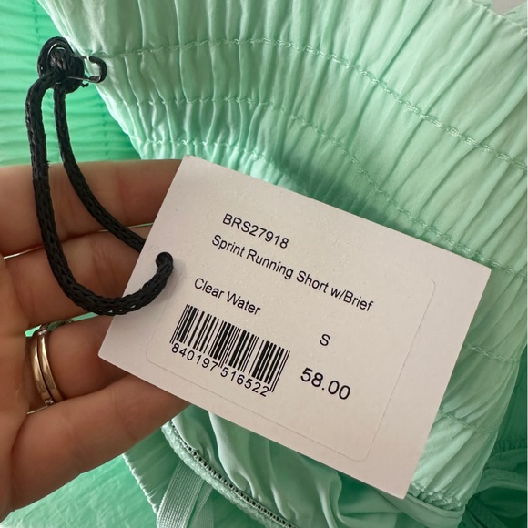 Bandier All Access Sprint Running Shorts With Brief Lining in Clear Water Green - Picture 7 of 7